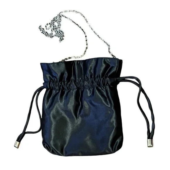 Vintage Jessica McClintock Black Floral Sequin Beaded Evening Formal Bag Purse - Picture 7 of 10